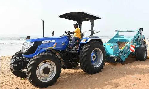 A new beach cleaning vehicle introduced by the GVMC in Visakhapatnam