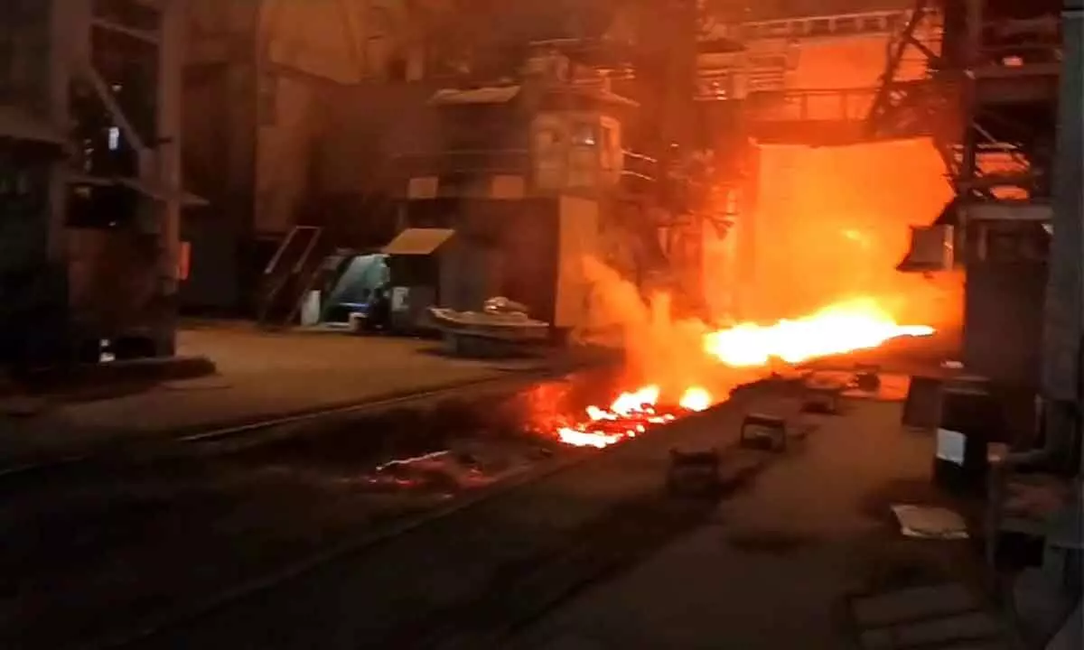 Visakhapatnam: Liquid iron gets spilled