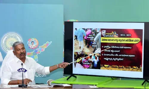 Minister Peddireddi Ramachandra Reddy addressing the media at the Secretariat at Velagapudi on Thursday