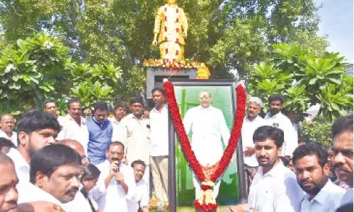 TTD Chairman Bhumana Karunakar Reddy speaking at the death anniversary programme of Dr YS Rajasekhara Reddy, in Tirupati on Saturday