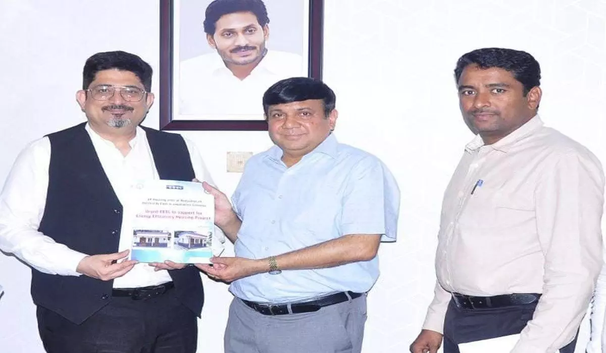 Special CS, Houseing, Ajay Jain along with MD AP Housing Corporation Lakshmi Shaw and MD EESL Vishal Kapoor (File Photo)