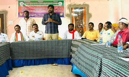 TDP State executive secretary Adireddy Vasu addressing an all-party roundtable held in Rajamahendravaram on Sunday
