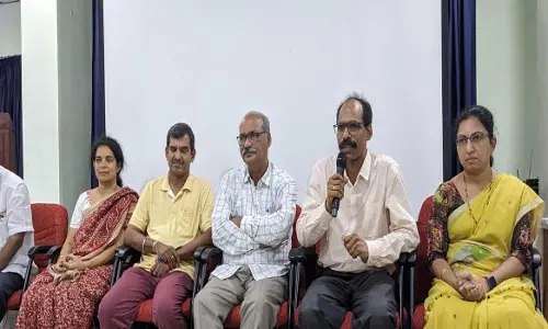 Prof Yaswant Patil addressing the faculty improvement programme at SRKR Engineering College in Bhimavaram on Sunday