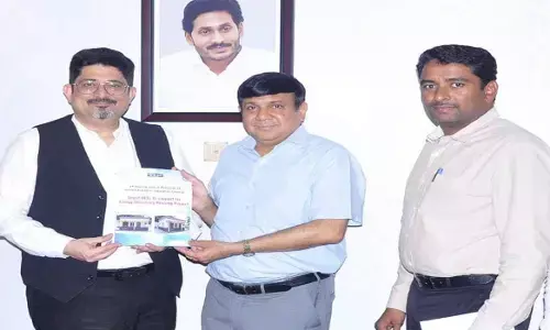 Special CS, Houseing, Ajay Jain along with MD AP Housing Corporation Lakshmi Shaw and MD EESL Vishal Kapoor (File Photo)