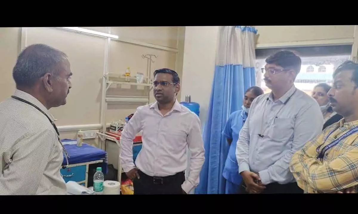 SCR Vijayawada division staff at the cardiac camp held at Andhra Hospitals emergency centre at Vijayawada railway station on Monday