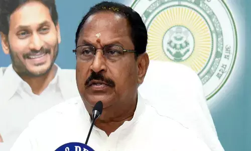 Minister for Endowments  Kottu Satyanarayana addressing a press conference at the Secretariat at Velagapudi on Tuesday