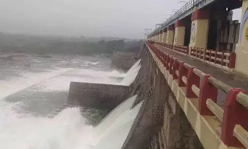 Wtaer Gushing out from Musi Project located in Ketepally mandal on Tuesday