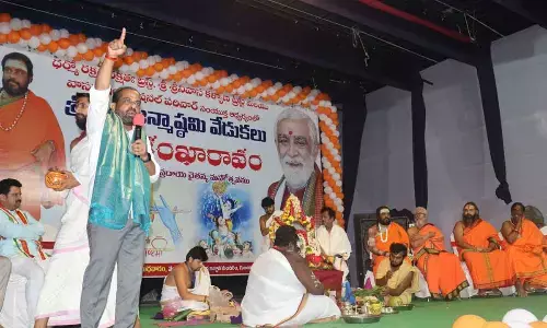 BJP national secretary Y Satya Kumar addressing a meeting at Sri Venkateswara Vignana Mandiram in Guntur on Wednesday