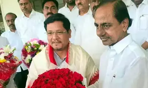 Meghalaya CM Conrad Sangma calls on KCR in Hyderabad