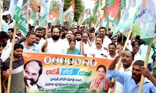 Kodad: Rally marks first anniversary of Bharat Jodo Yatra