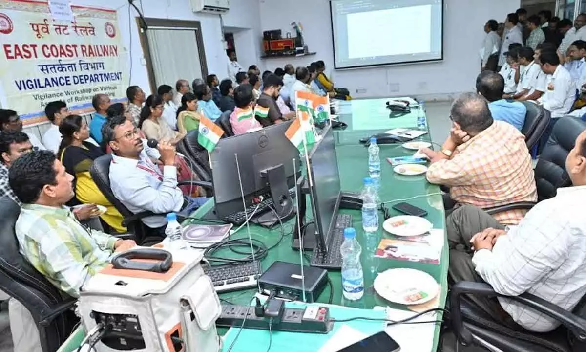 Participants at the workshop on preventive  vigilance organised at DRM office in Visakhapatnam on Saturday