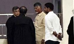 Lawyer Siddharth Luthra talks with Chandrababu during break time
