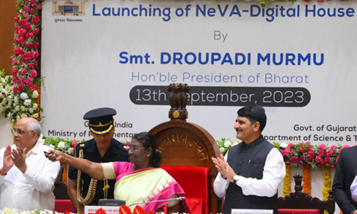 President inaugurates Gujarat Assemblys NeVA project for paperless proceedings