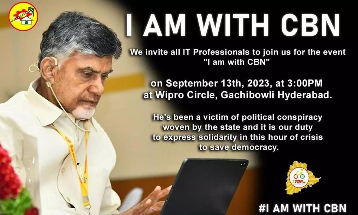 IT employees protests in support of Chandrababu Naidu in Gachibowli