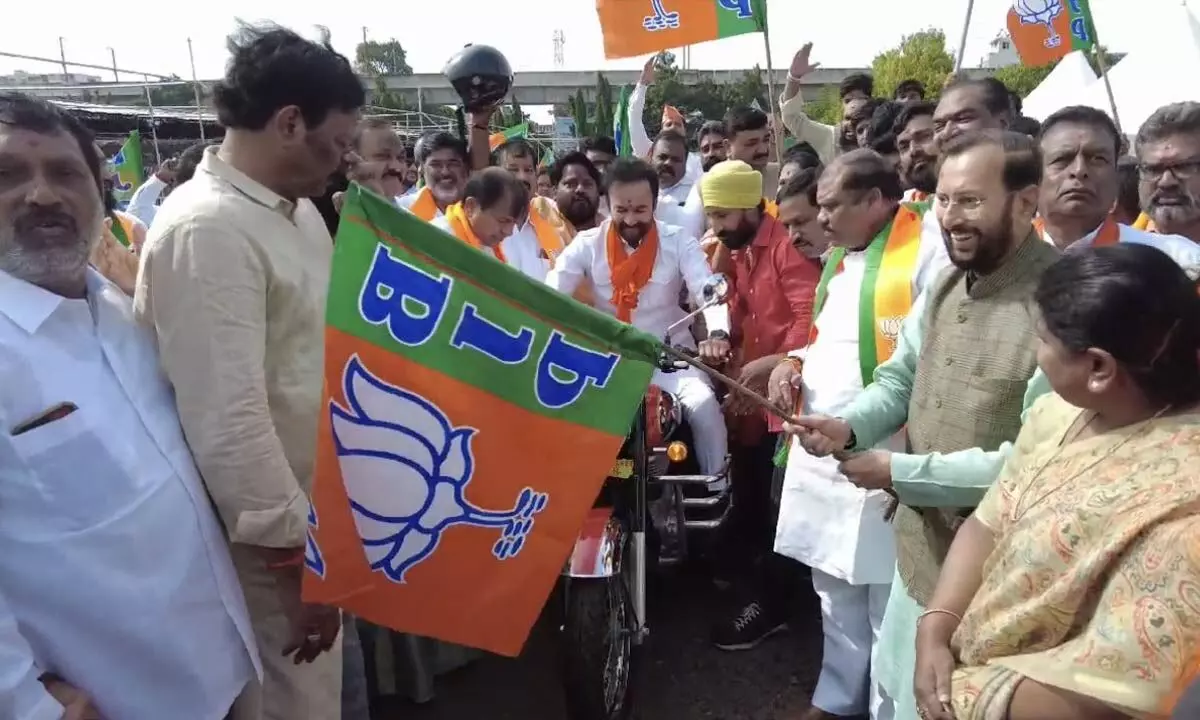 Telangana: BJP takes out bike rally to commemorate Hyderabad Liberation Day
