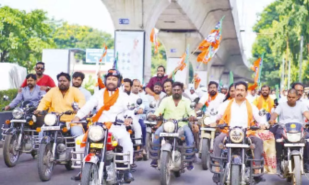 Kishan Reddy drives bike for 200km to attract youth