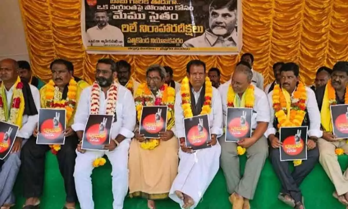 TDP cadres stage relay hunger strikes across Kurnool, Nandyal