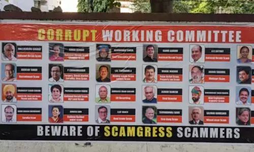 Hyderabad: Posters and flexies erupted against Congress ahead of CWC meeting
