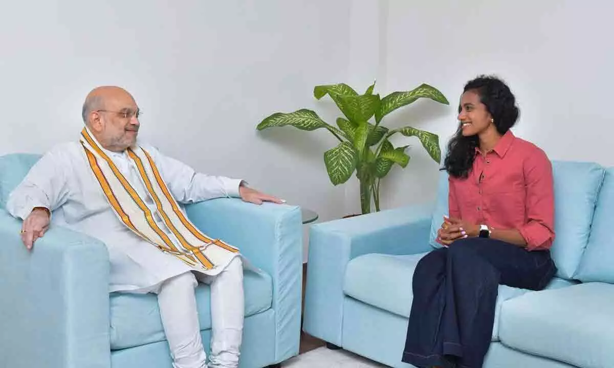 PV Sindhu meets Amit Shah
