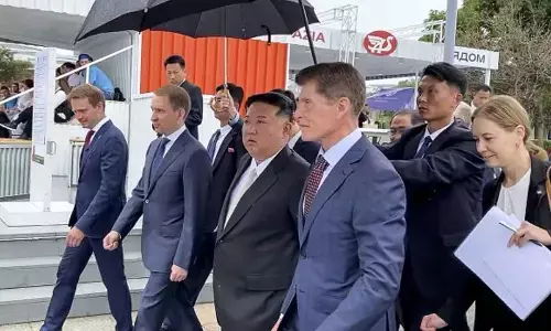 North Korean leader Kim Jong Un on his way home after concluding a trip to Russias Far East