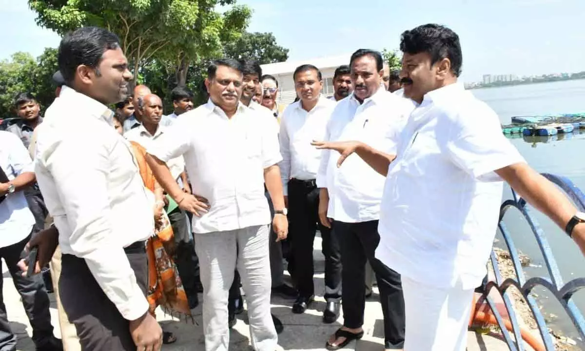 Talasani inspects arrangements for Ganesh immersion on PV Marg