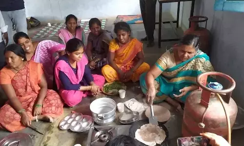 Millet idli-making demonstration at a training camp in  Kunuthuru village on Tuesday