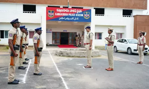 District SP Goush Alam IPS who conducted surprise inspection of Kannaigudem Police Station