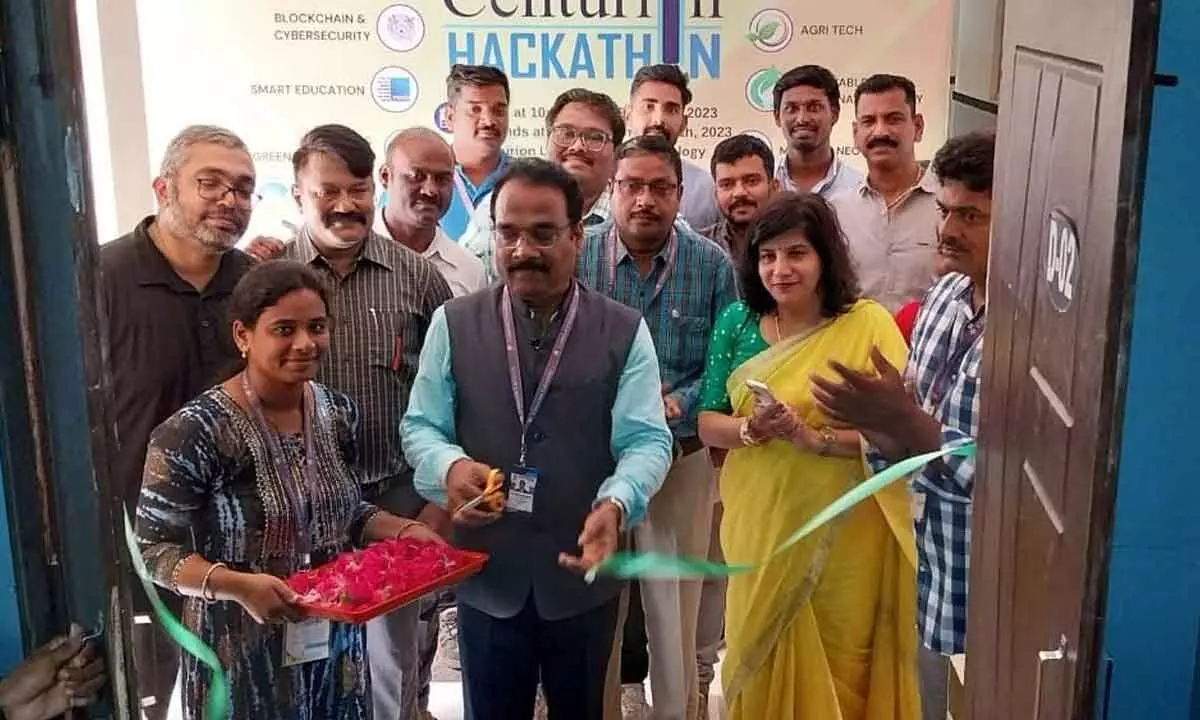 VC Prof PK Mohanthy inaugurating Hackthan at Centurion University in Vizianagaram on Friday