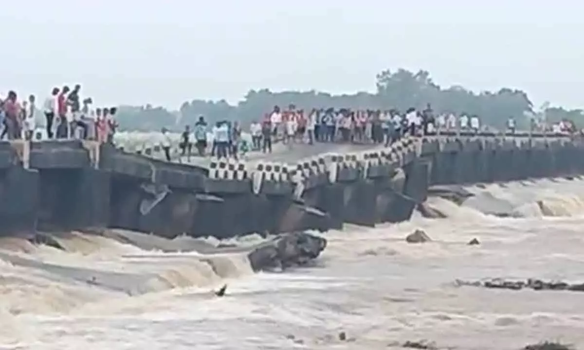 Amid heavy rains, bridge caves in in Bihar