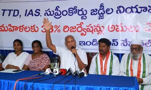 Former MP Chinta Mohan addressing the media in Tirupati on Saturday.