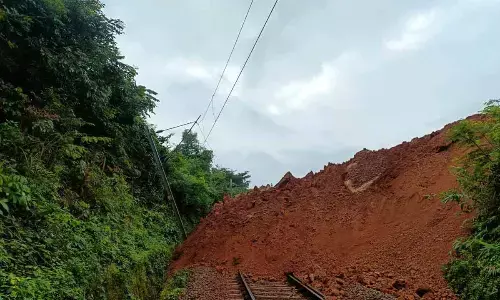 Sand dunes fall on railway track