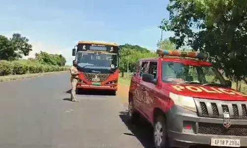 The stolen TTD bus found at Naidupeta on Sunday