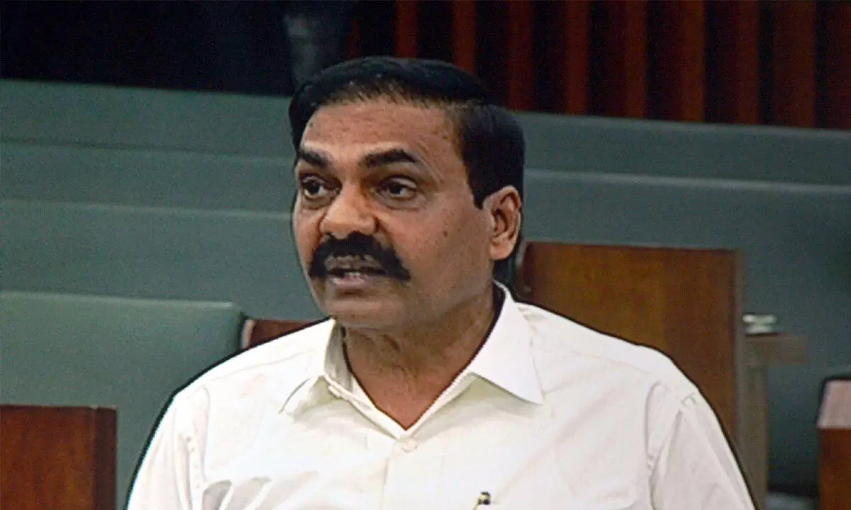 Agriculture minister Kakani Govardhan Reddy speaking in Assembly on Monday