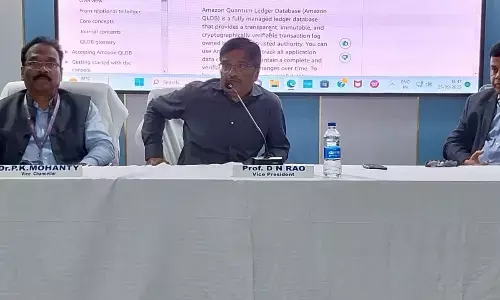 Centurion University vice-president Prof D N Rao addressing a seminar