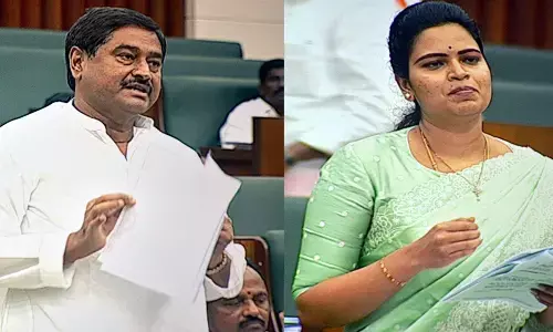 Revenue minister Dharmana Prasada Rao,  health minister V Rajini speaking in Assembly on Tuesday