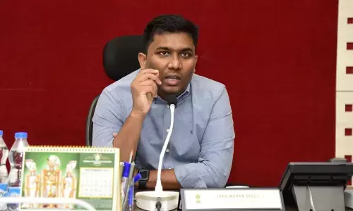 District Collector S Shan Mohan speaking to the media at the Collectorate in Chittoor on Tuesday