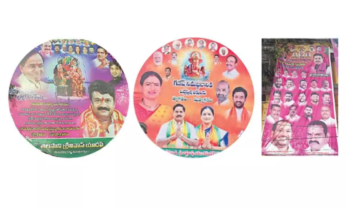 Hyderabad: Poll-wary parties unleash poster blitz at Ganesh pandals