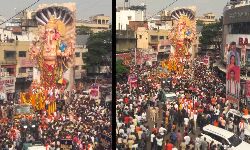 Slowly Khairatabad Ganesh Shobha Yatra is proceeding