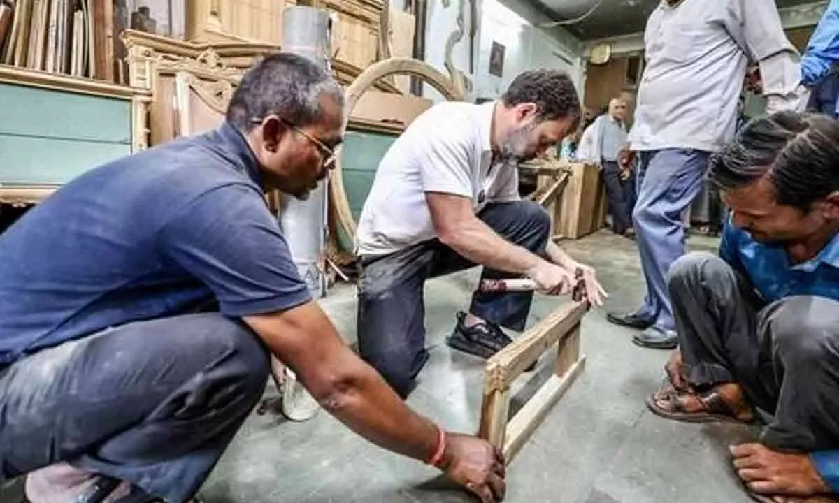 Rahul Gandhis Outreach Efforts: Connecting With Carpentry Artistry At Kirti Nagar Furniture Market