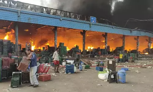 Fire at Delhis Azadpur Mandi