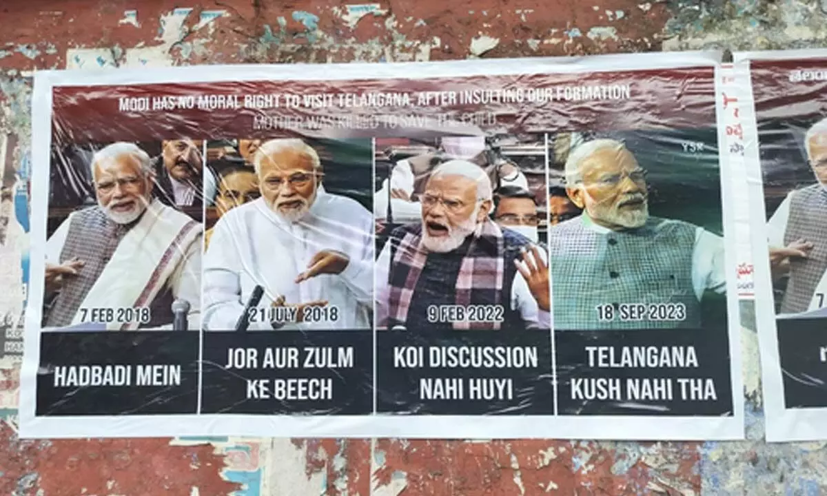 Modi has no moral right to visit Telangana, say BRS posters