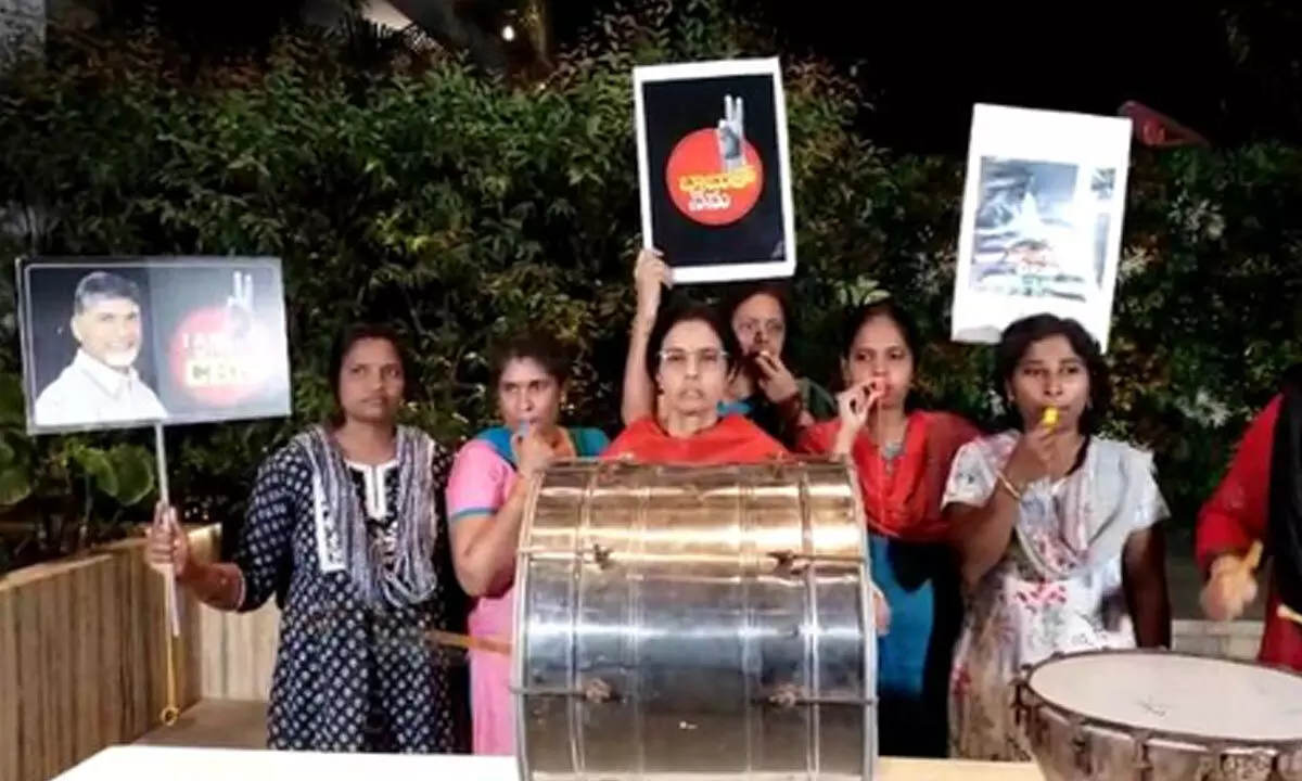 TDP makes noise in novel protest over Chandrababus arrest