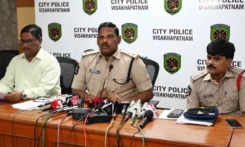 Deputy commissioner of police-1 K Srinivasa Rao briefing the media in Visakhapatnam on Friday