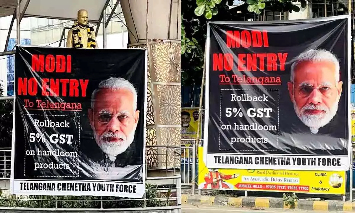 Posters against PM Modi appears in Hyderabad ahead of his visit