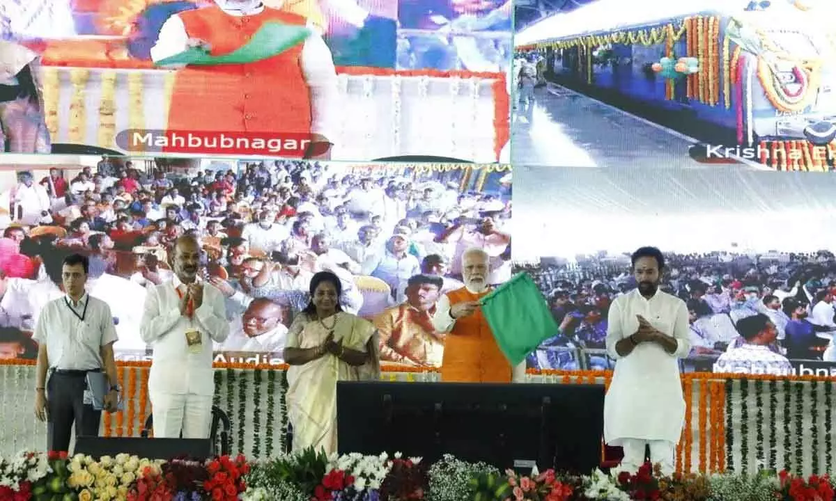 PM Modi lays foundation stone for multiple development projects in Mahaboob Nagar district