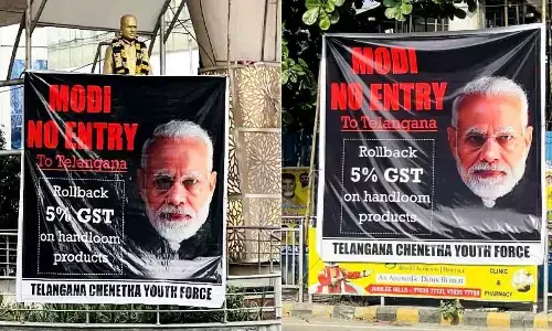 Posters against PM Modi appears in Hyderabad ahead of his visit