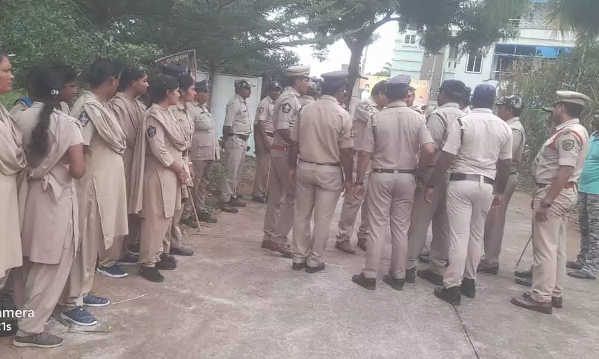 A large number of police reach TDP former ministers residence