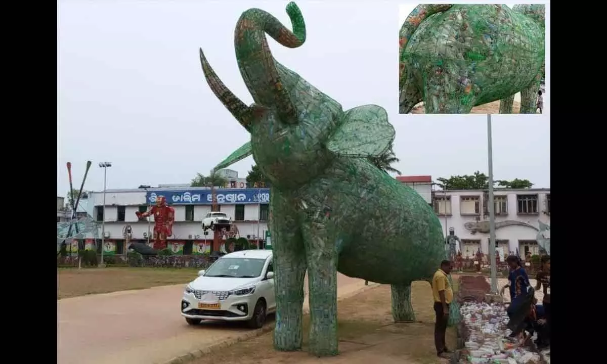 ITI makes huge plastic bottle elephant for Swachhata campaign