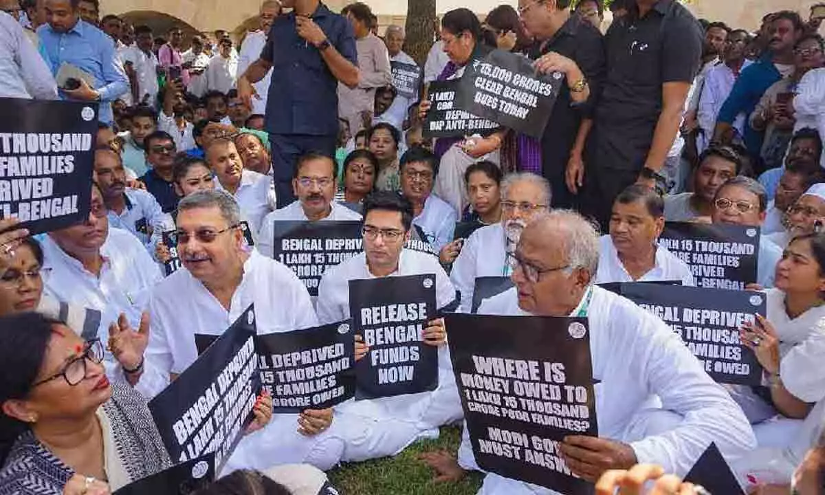 Abhishek Banerjee leads TMC protest at Rajghat pressing Centre to release MGNREGA funds