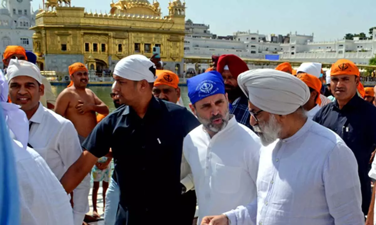 Rahul Gandhi visits Golden Temple, offers sewa